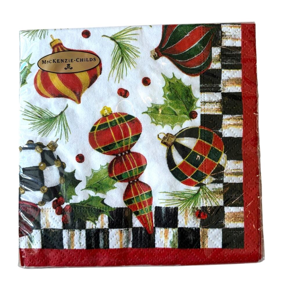NEW MacKenzie Childs Deck The Halls Christmas Cocktail Paper Napkins